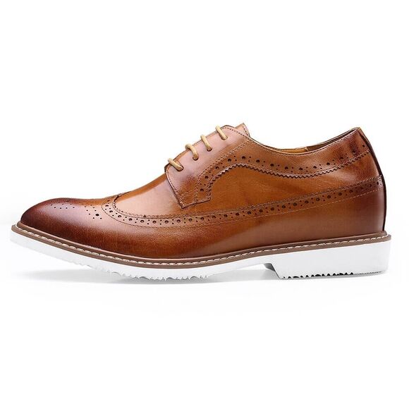 US7.5 CMR Elevator Shoes For Men brown Oxford leather height Increase 6.5cm main image 5